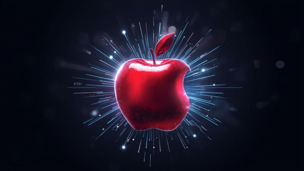 リンゴのマークとAIの光