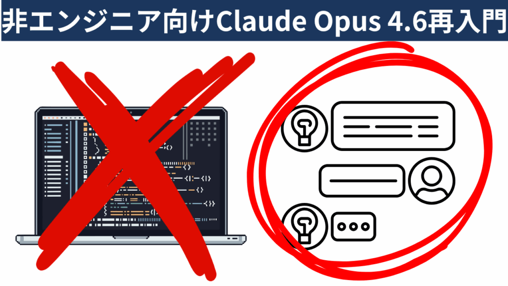 黒い画面（コード）にバツ印、チャット画面（会議）にマル印がついた比較画像