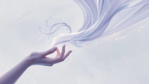 抽象的な空気の流れを掴む手