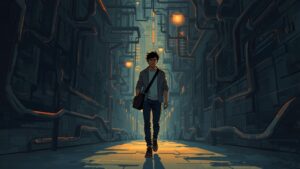 迷路のショートカットをする若者