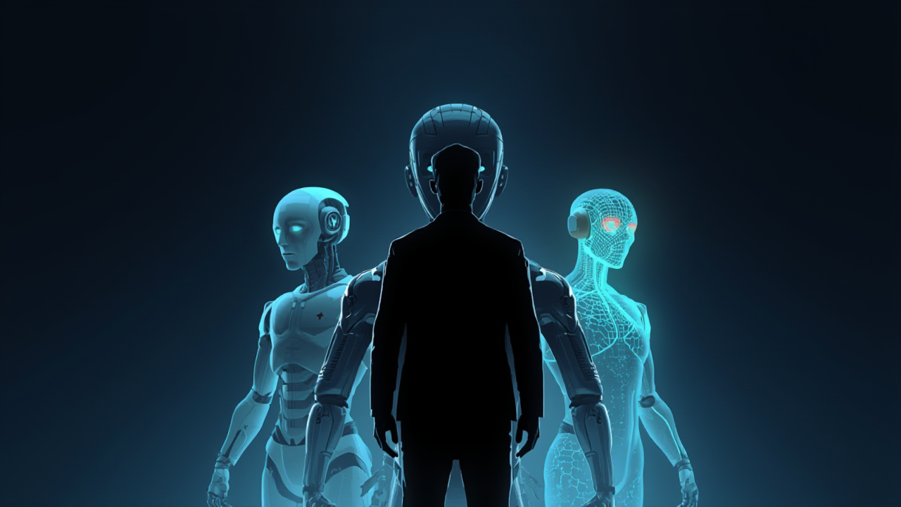 一人の人間の後ろに控える3体の専門家AI