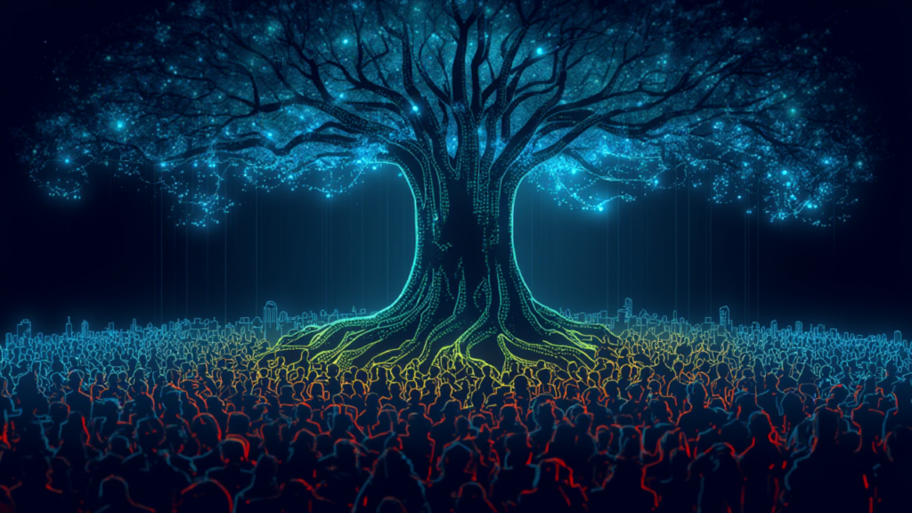 大勢の代理店を支える巨大なAIの木