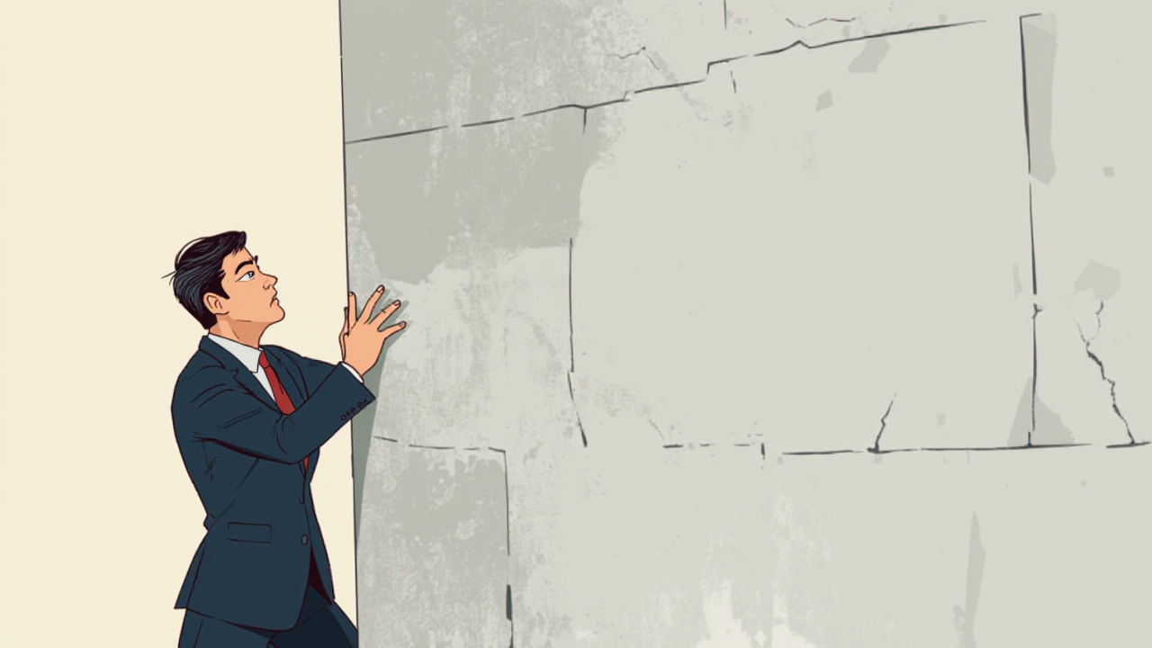 値下げ要求の壁を押し返す営業マン