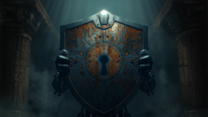 鍵のかかった盾とAIロボット