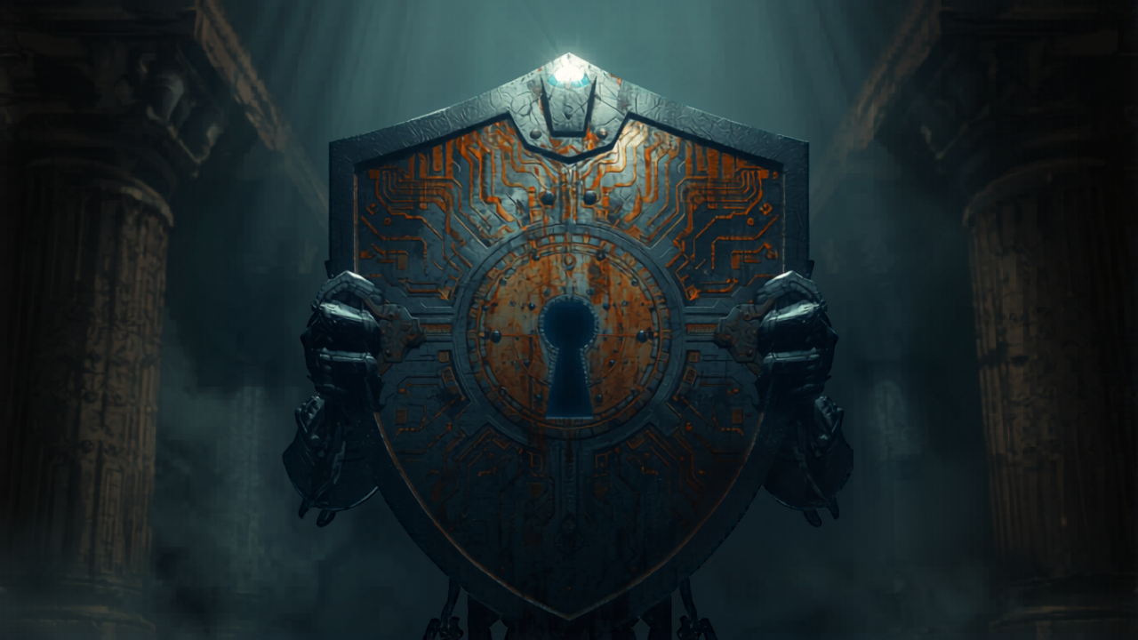 鍵のかかった盾とAIロボット