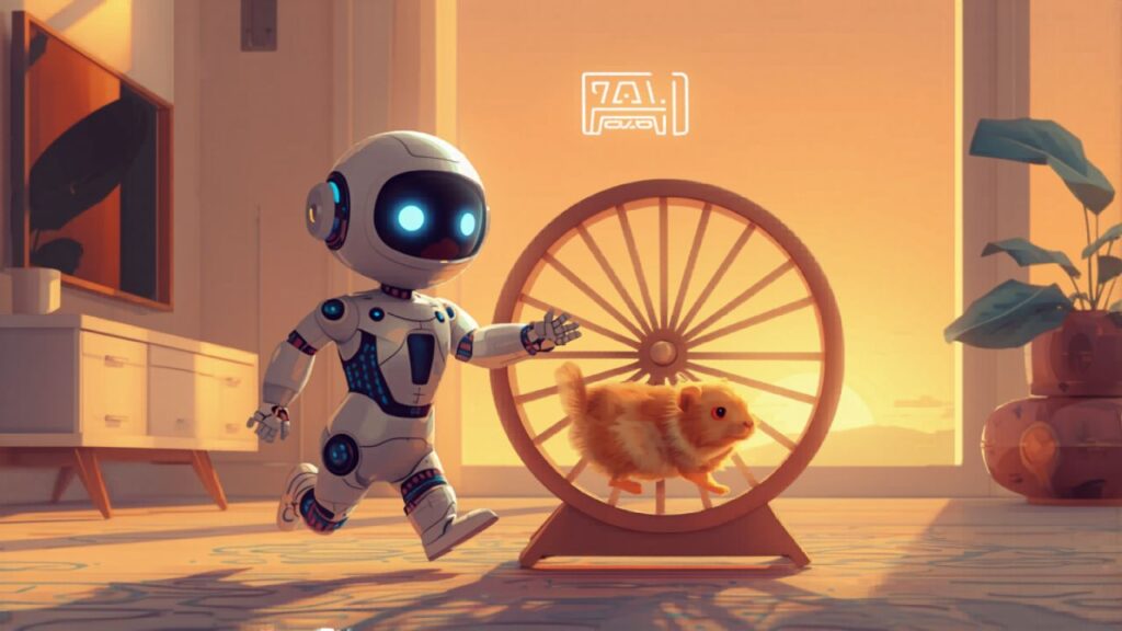 ハムスターの回し車とAIロボット