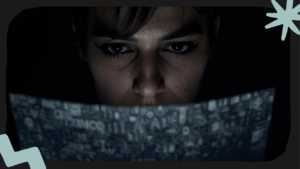 Japanese business executive reading a document with a thoughtful suspicious expression, subtle AI patterns visible in the paper texture, dramatic close-up, investigative atmosphere / 書類を読む日本人ビジネス役員、思慮深く疑うような表情、紙の質感にAIパターンが透けて見える、クローズアップ