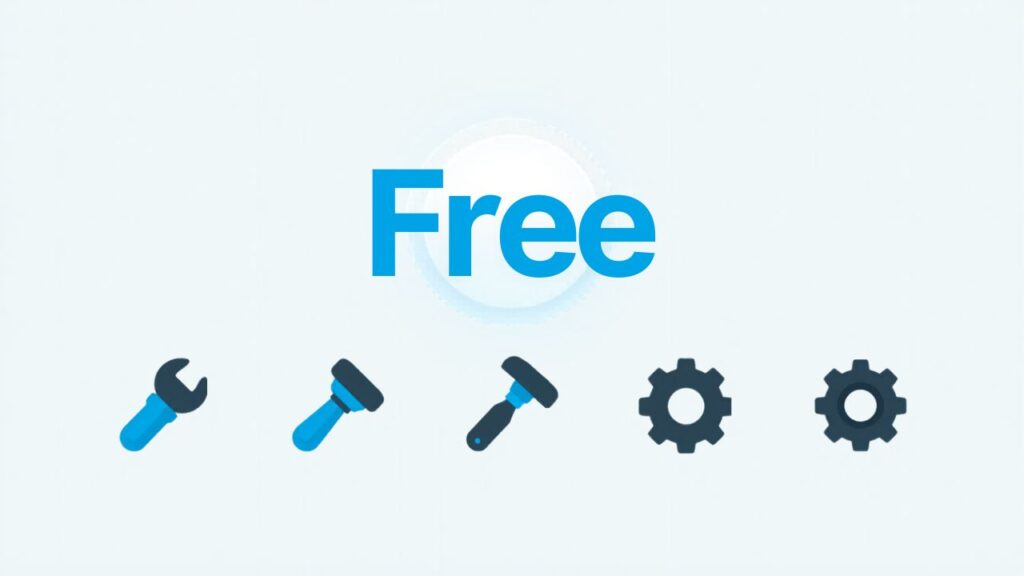5つのツールアイコンと無料マーク