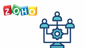 Zoho CRMのAIアシスタントZiaが商談スコアリングや受注確度予測で営業を自動化する仕組みを示す図