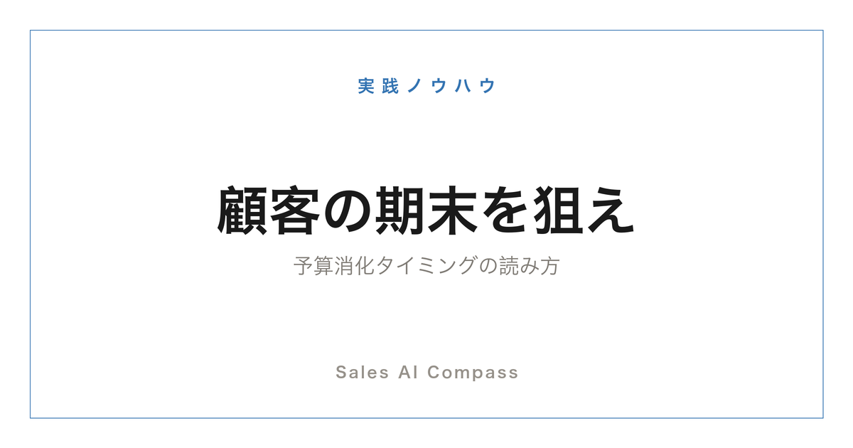 顧客の期末・予算消化のタイミングを読む提案術を解説するサムネイル